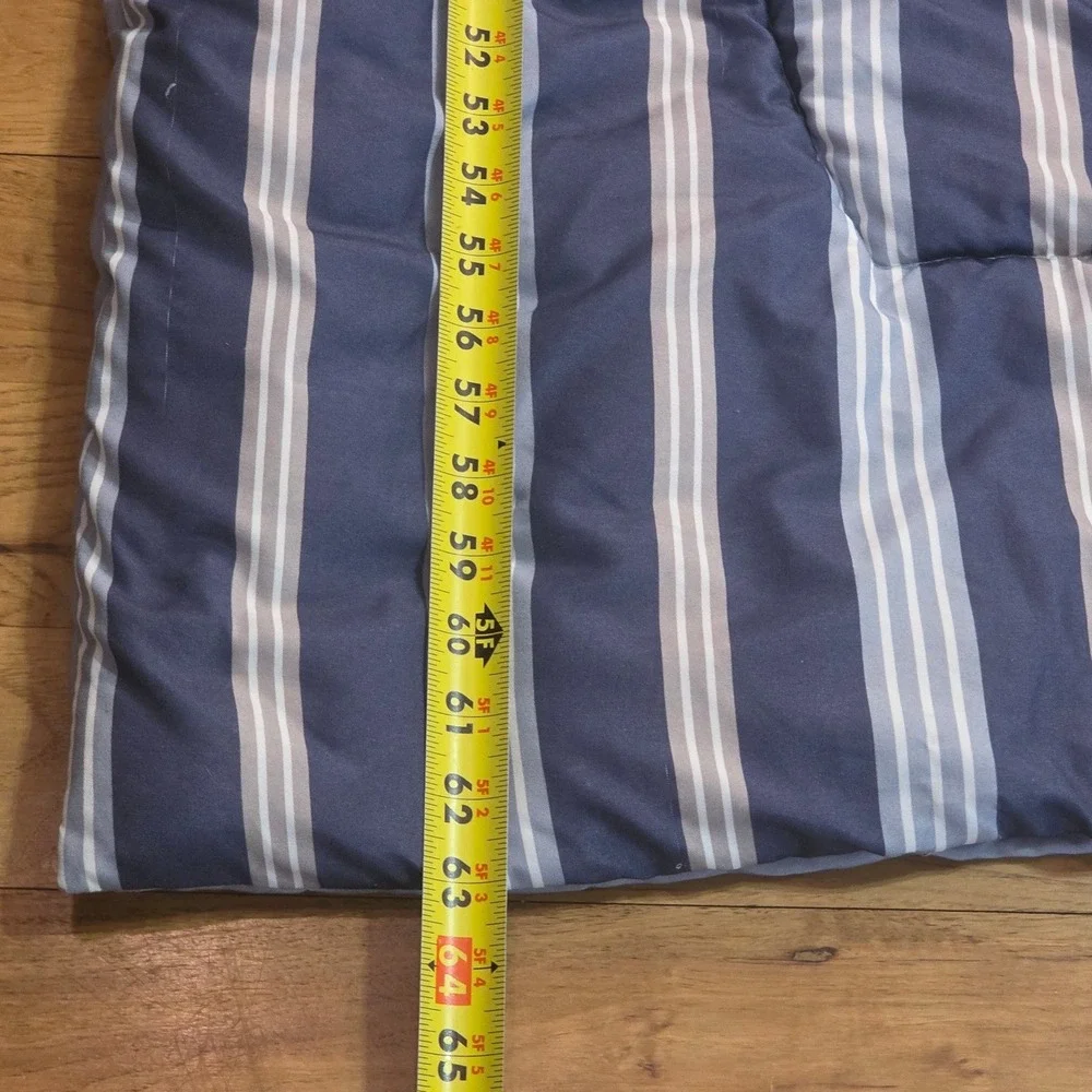 Blue Gray Striped Reversible Quilted Comforter Twin XL Nautical Bedding